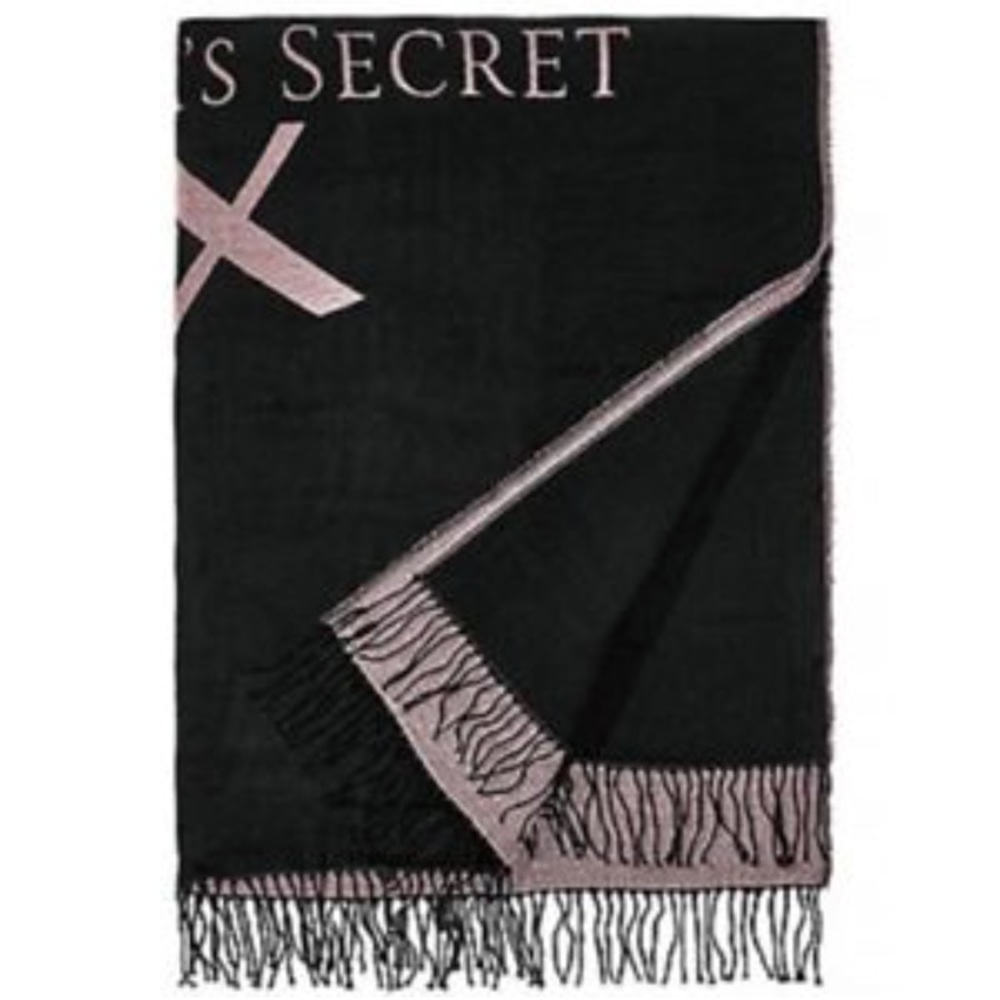 Victoria’s Secret 50 x 60 black & pink blanket NWT